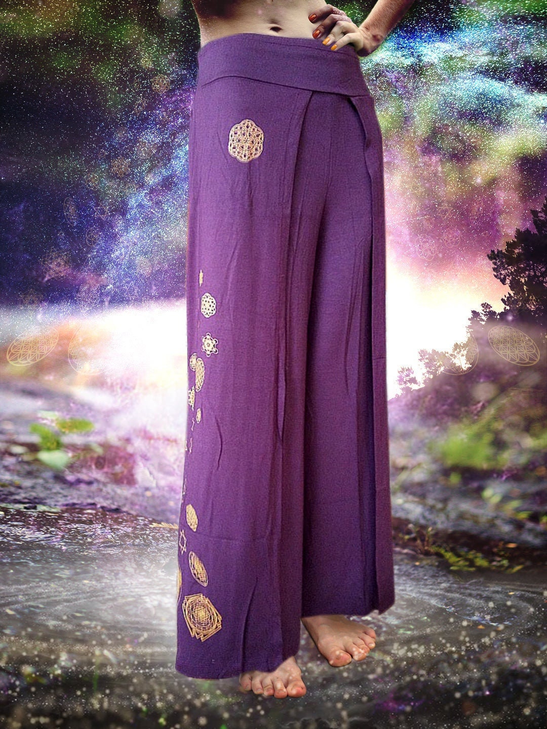 Sacred Geometry Festival Pants – Crystal Infused & Eco-Friendly