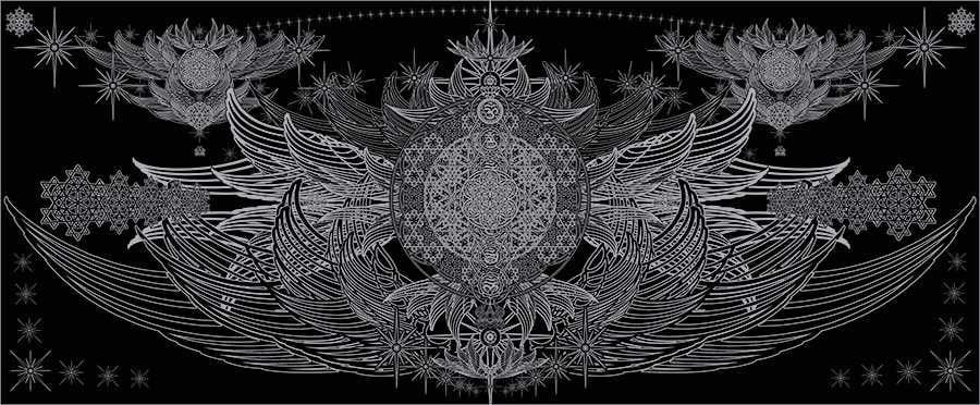 Crystal Infused Sacred Cloth – Galactic Flag Shawl