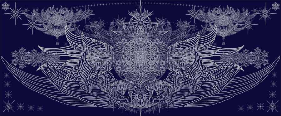 Crystal Infused Sacred Cloth – Galactic Flag Shawl