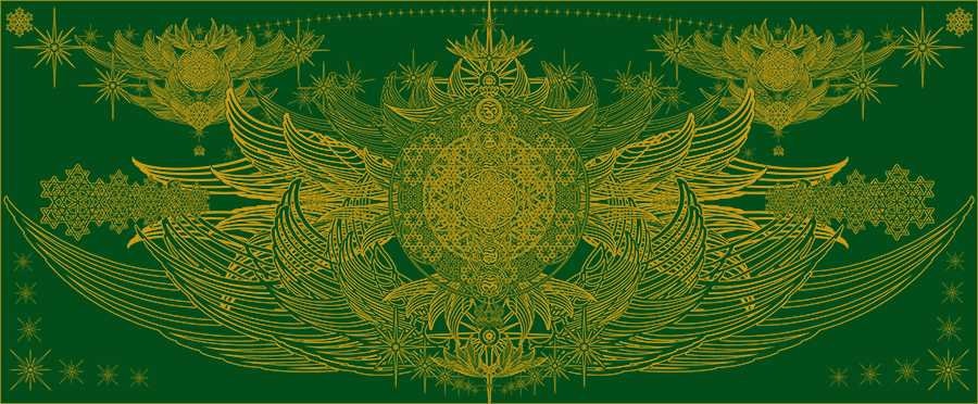 Crystal Infused Sacred Cloth – Galactic Flag Shawl