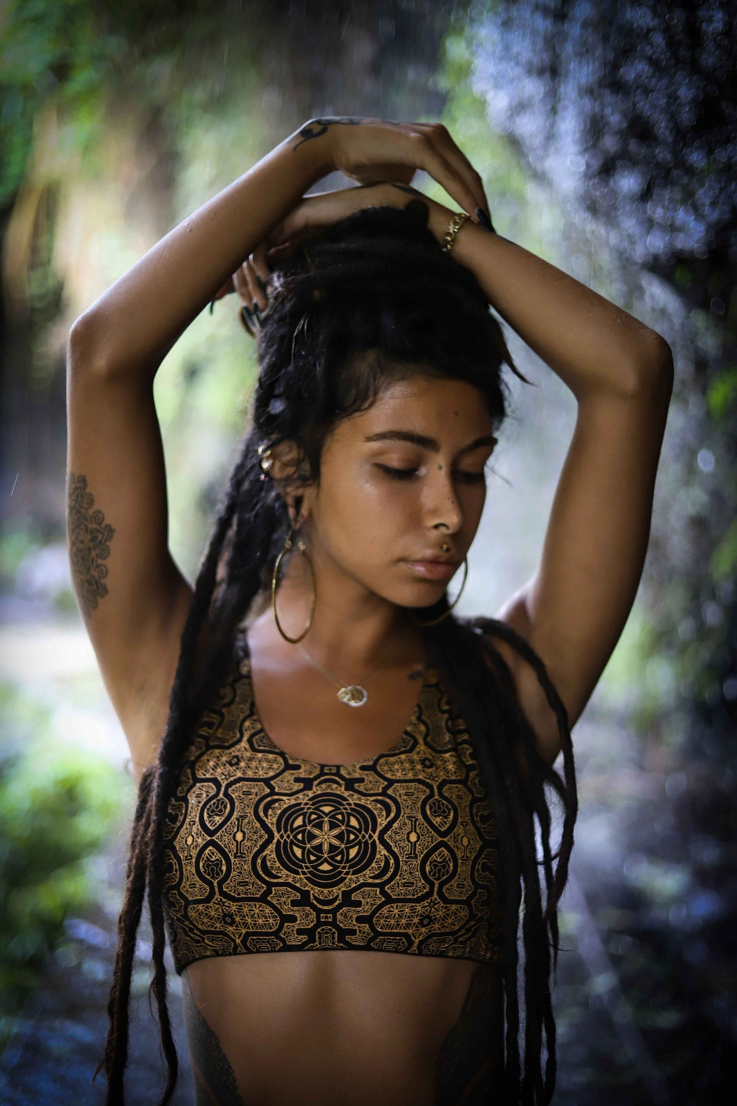 Crystal-Infused Yoga Top – Sacred Geometry Festival Crop Top