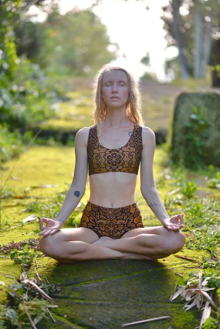 Crystal-Infused Yoga Top – Sacred Geometry Festival Crop Top