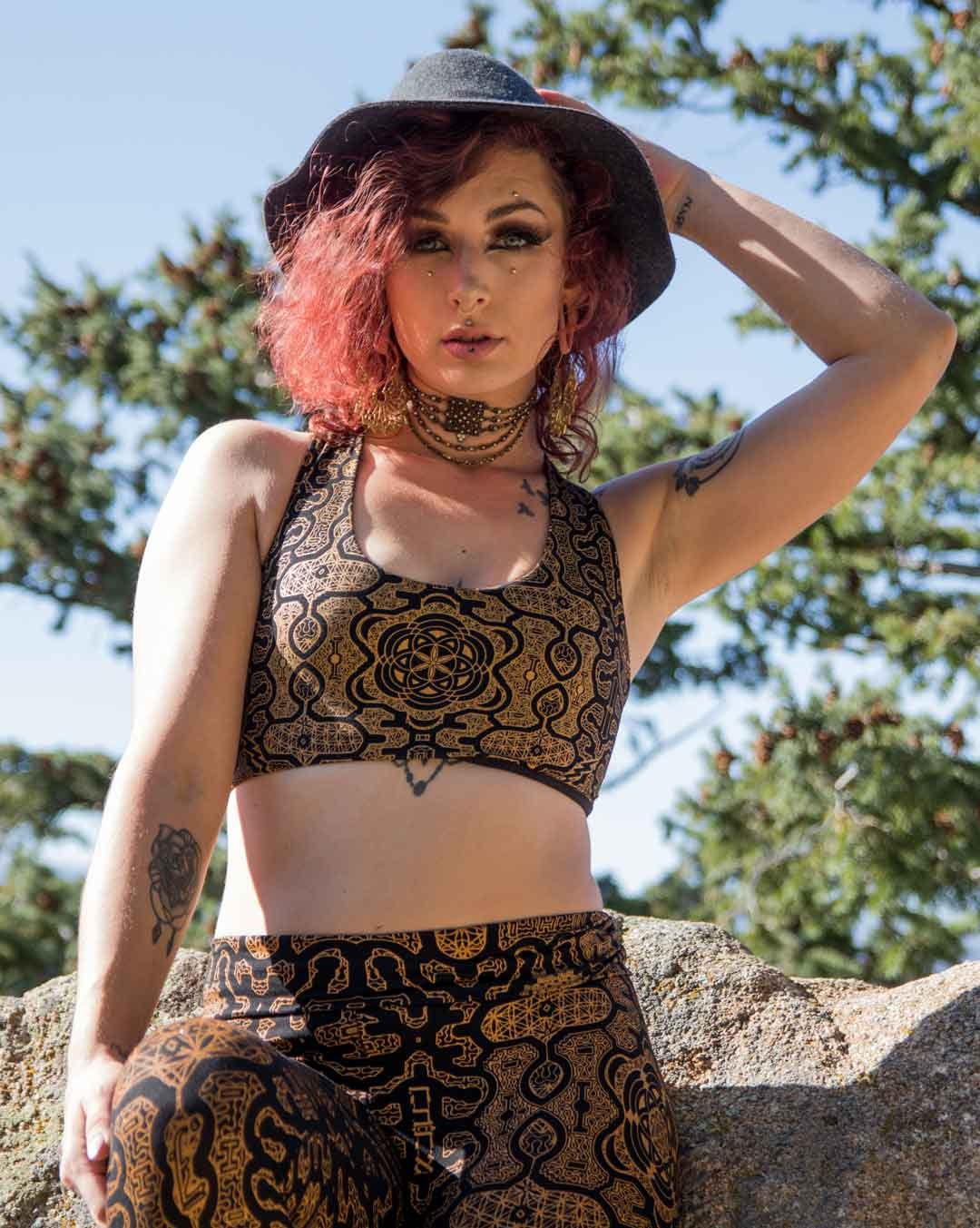 Crystal-Infused Yoga Top – Sacred Geometry Festival Crop Top