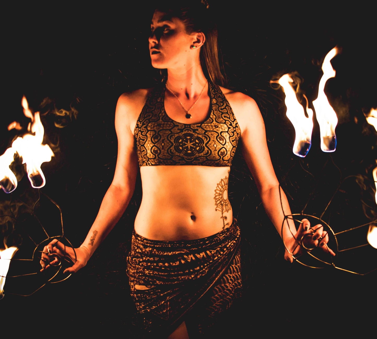 Crystal-Infused Yoga Top – Sacred Geometry Festival Crop Top