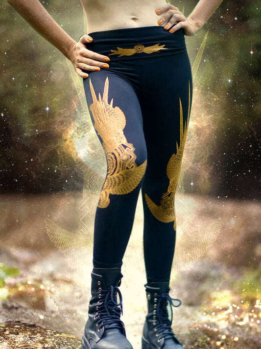 Bird Tribe - Women's Sacred Geometry Yoga Leggings – Crystal-Infused & Eco-Friendly
