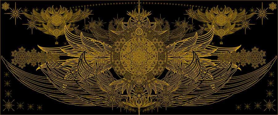 Crystal Infused Sacred Cloth – Galactic Flag Shawl